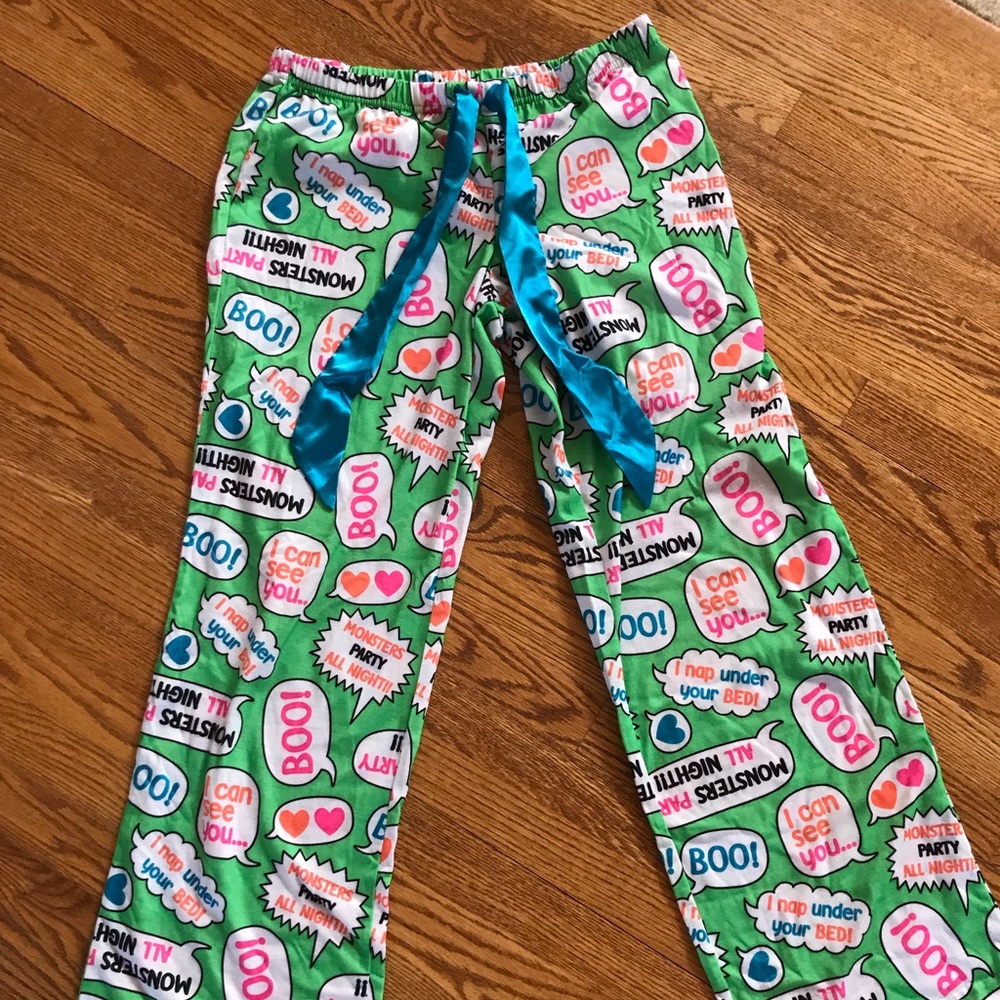 Green justice pajamas pants with messages